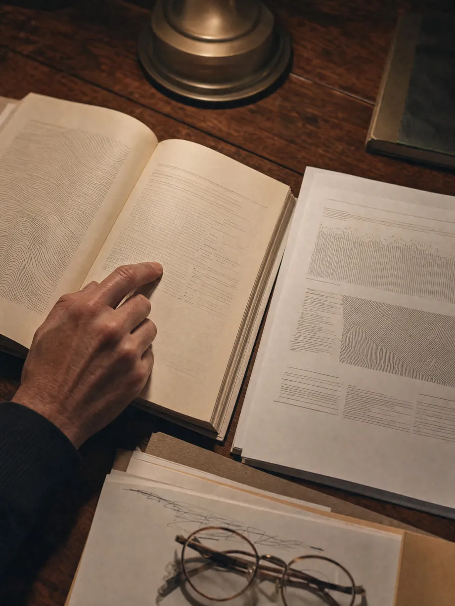 Two open reference documents laid side by side for cross-checking.