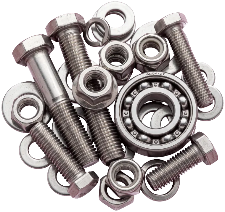 Industrial fasteners and a bearing